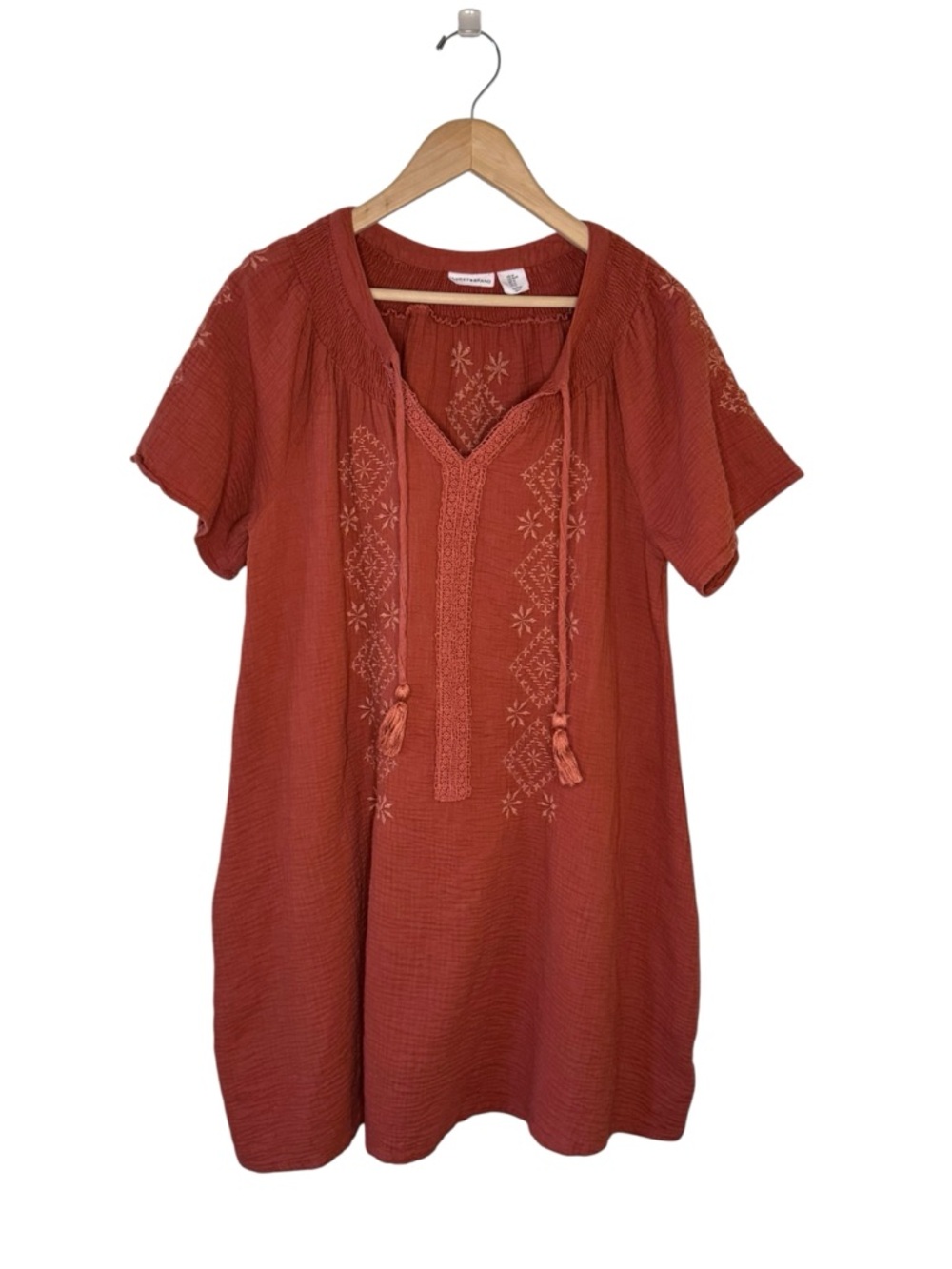 Lucky Brand Raglan Sleeve Trapeze Casual Terracotta Dress Size Medium